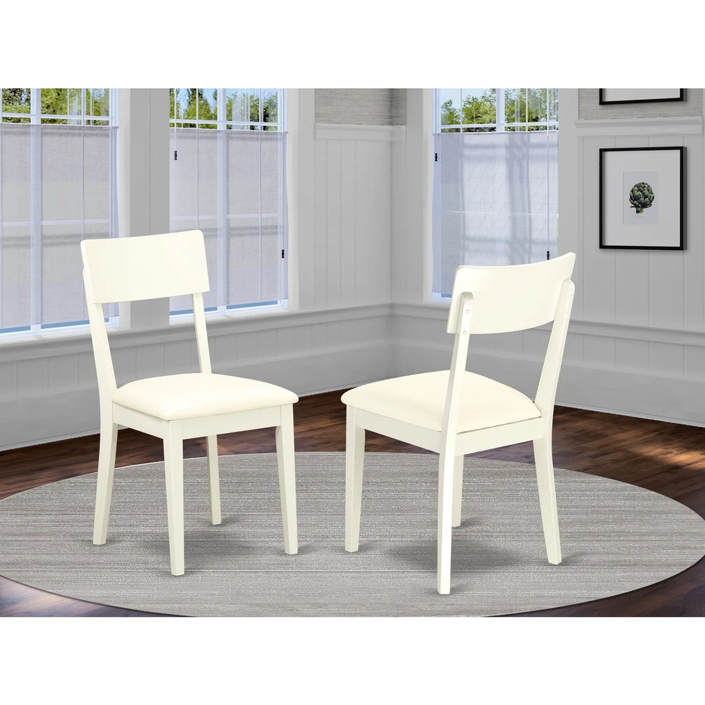 White Wood Slat Back Dining Chair Set of 2 Q60383