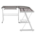51x22 Glass and Steel L Shaped Computer Desk Y873