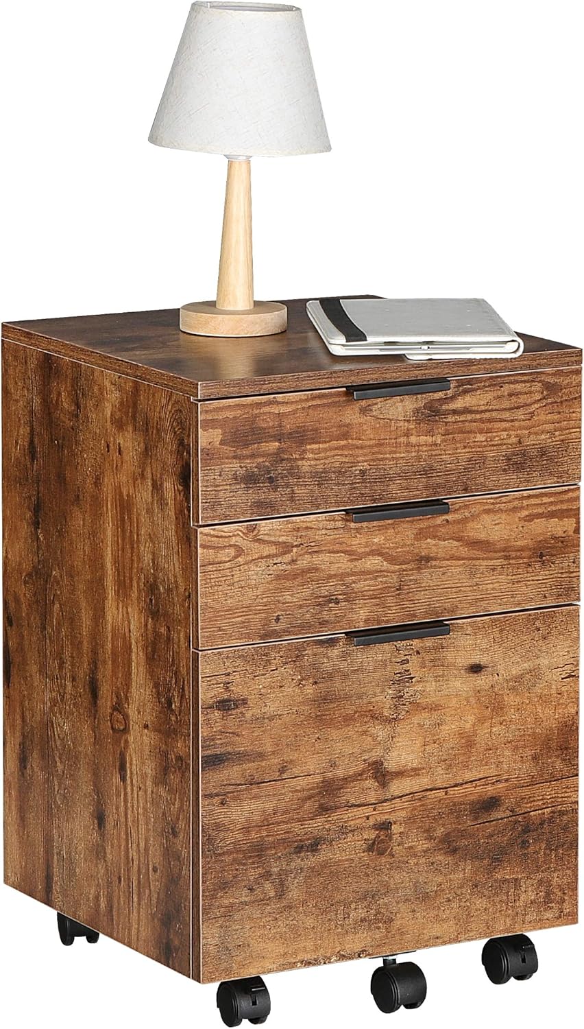 3 Drawer Rolling Wood File Cabinet with Locking Wheels C673113