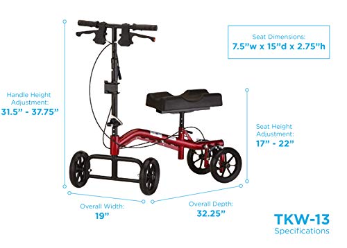 Red Heavy Duty Knee Scooter, 400 lb Weight Capacity V897