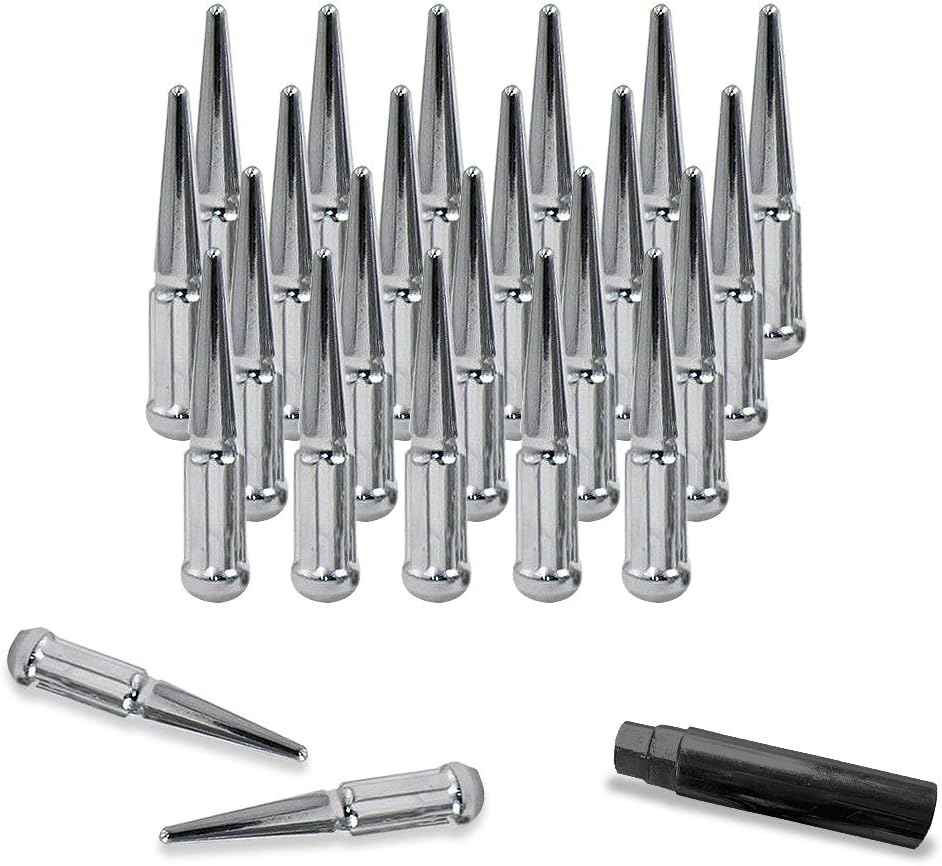 14x1.5 7-Spline Spike Wheel Lug Nuts M14-1.5 Conical Seat Solid Steel Black X684