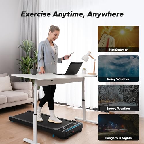 Small Treadmill with Max 3.8MPH 40 dB, 2 in 1 Quiet Portable Mini Treadmill E98775