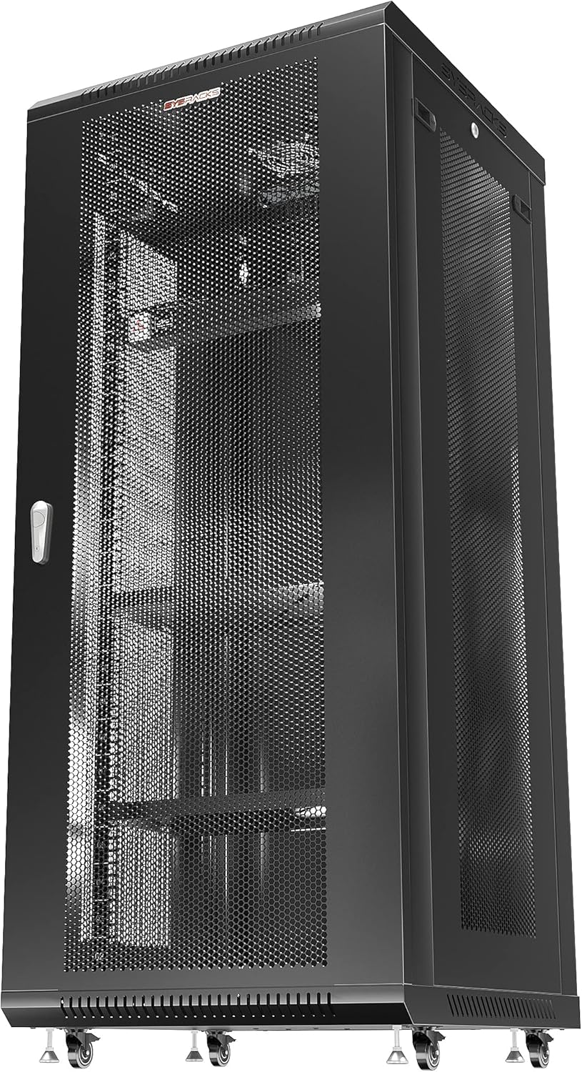 Wall Mount Server Rack Locking Network Cabinet 18 U Vented Enclosure with Casters Shelf U26365