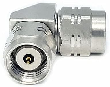 1.85 mm Male to 1.85 mm Male Right Angle Microwave Adapter, DC to 67 GHz, 50 Ohm, Stainless Steel Body A418