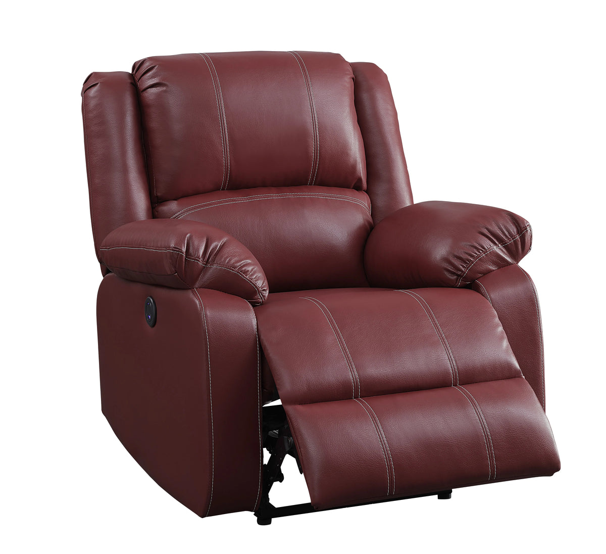 Red Pu Power Recliner W7539