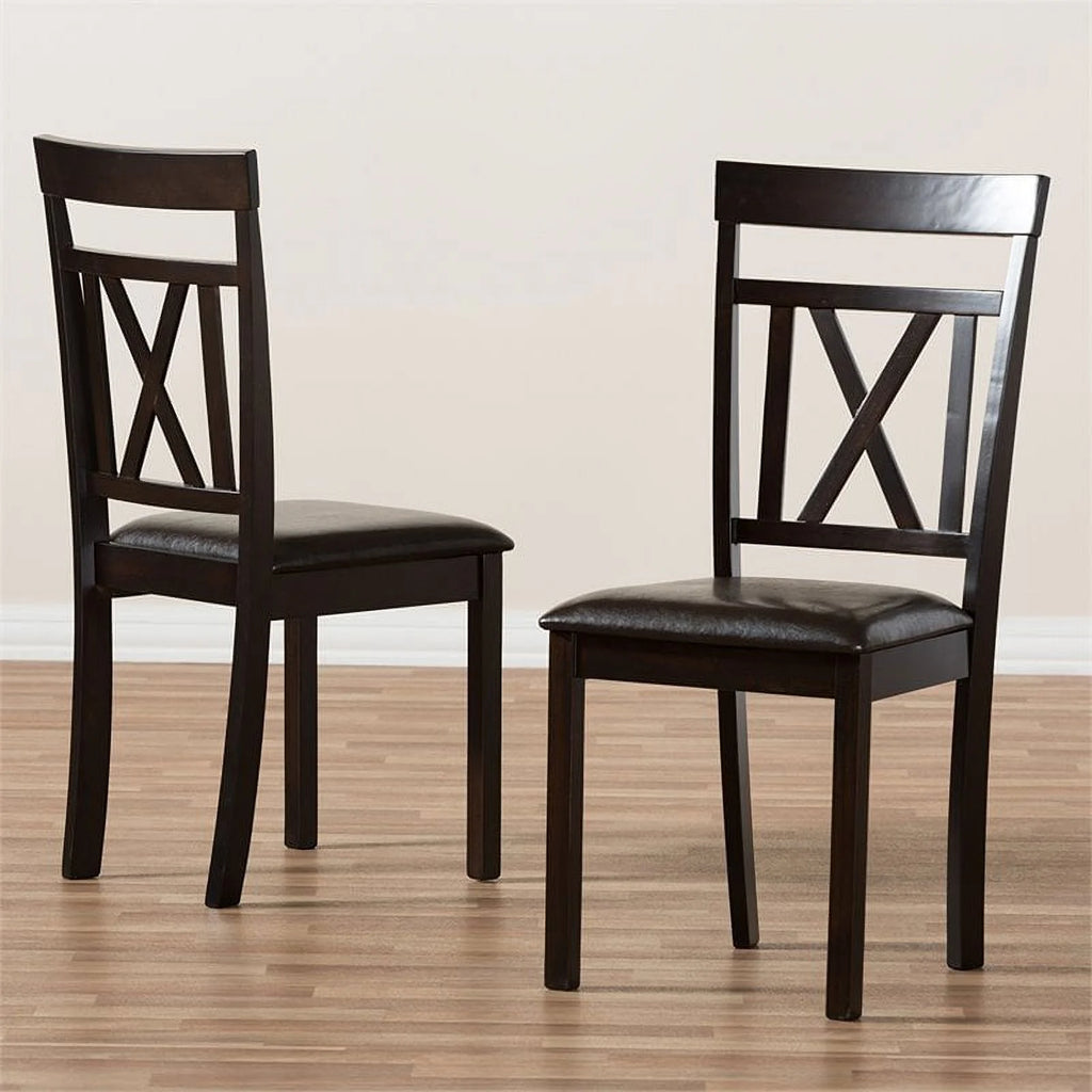 Dark Brown Faux Leather Dining Side Chair Set of 2 C84935
