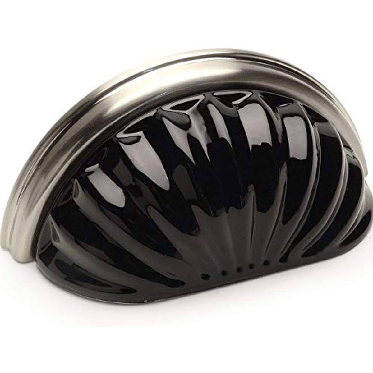 Satin Nickel Black Glass Cabinet Cup Pull 5 Pack I315
