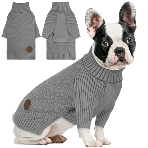 Dog Christmas Sweater Turtleneck Soft Knitted Long Sleeves Burgundy 2XL K21334