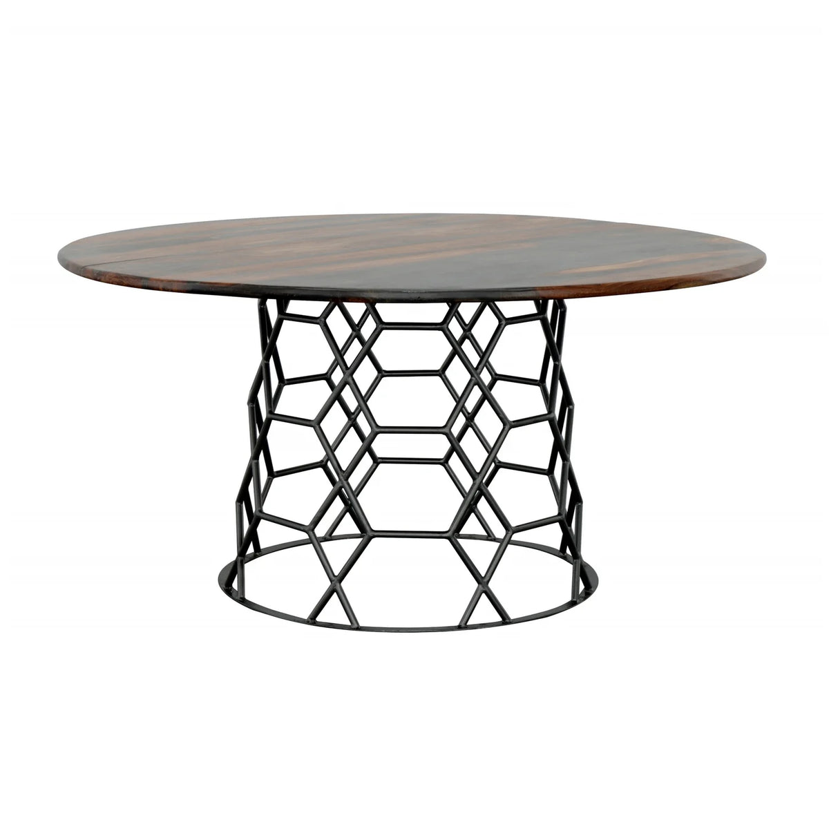 Solid Sheesham & Iron Round Dining Table X94707