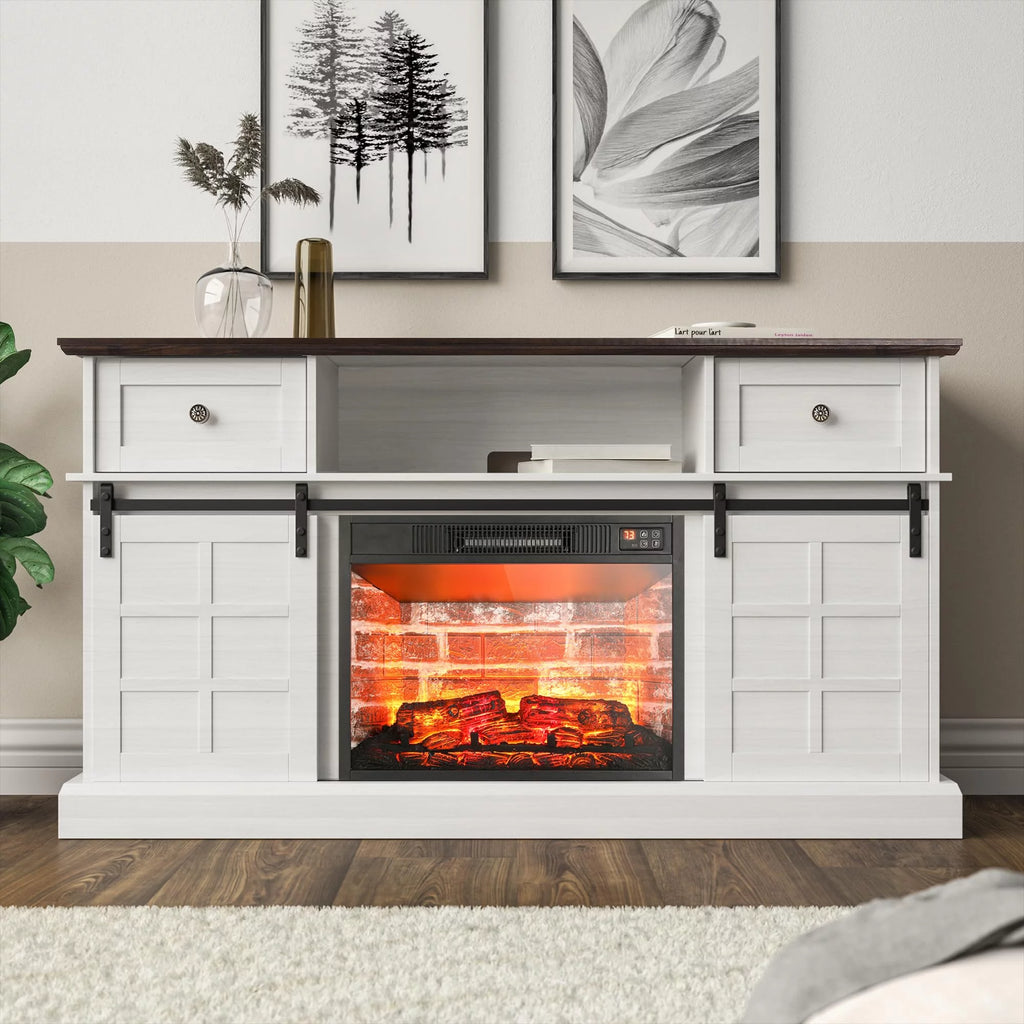 White Modern Farmhouse TV Stand U415