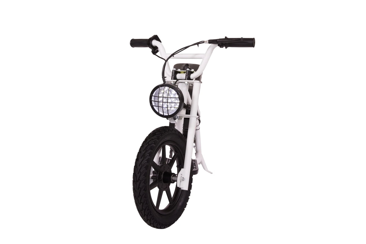 Electric Mini Bike for Kids, 200W, 6.2-10MPH, up to 8 Miles, White J3903