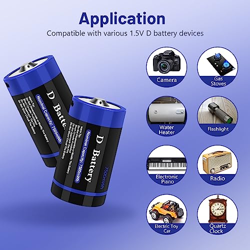 4 Pack Rechargeable C Cell Batteries 1.5v Lithium 4100mWh E307906
