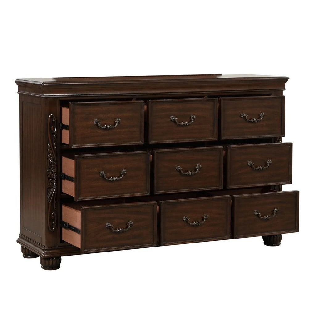 Cherry Brown 9 Drawer Wood Dresser R8340