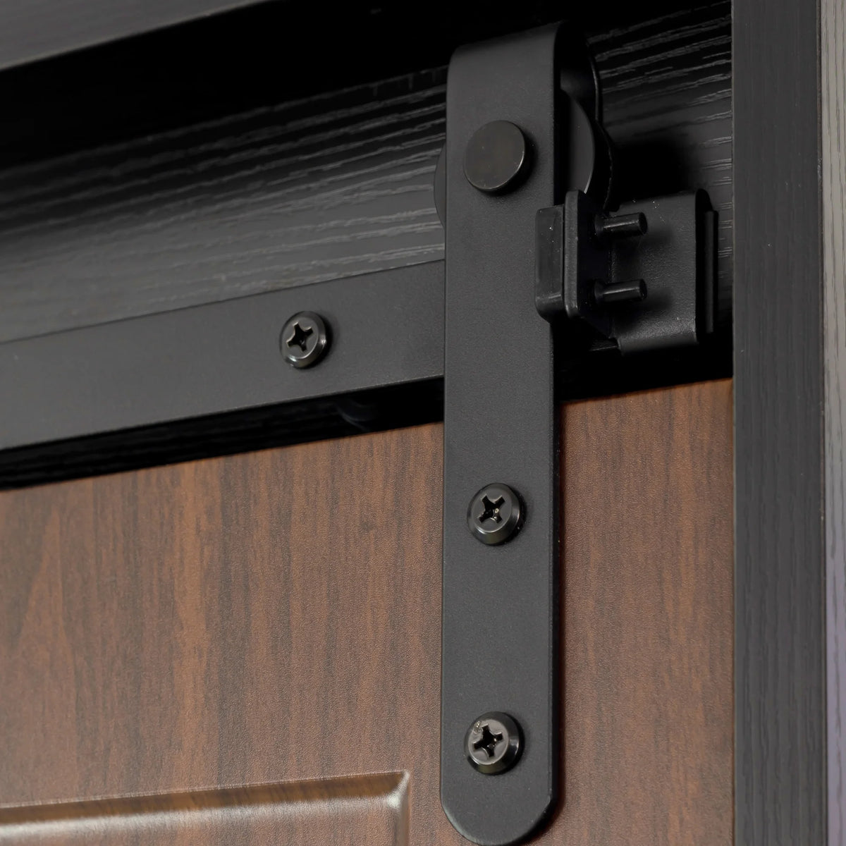 71-inch Black Brown Sliding Barn Door Wardrobe and Cabinet J82210