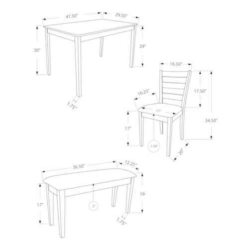 5pcs Solid Wood Dining Set W692135