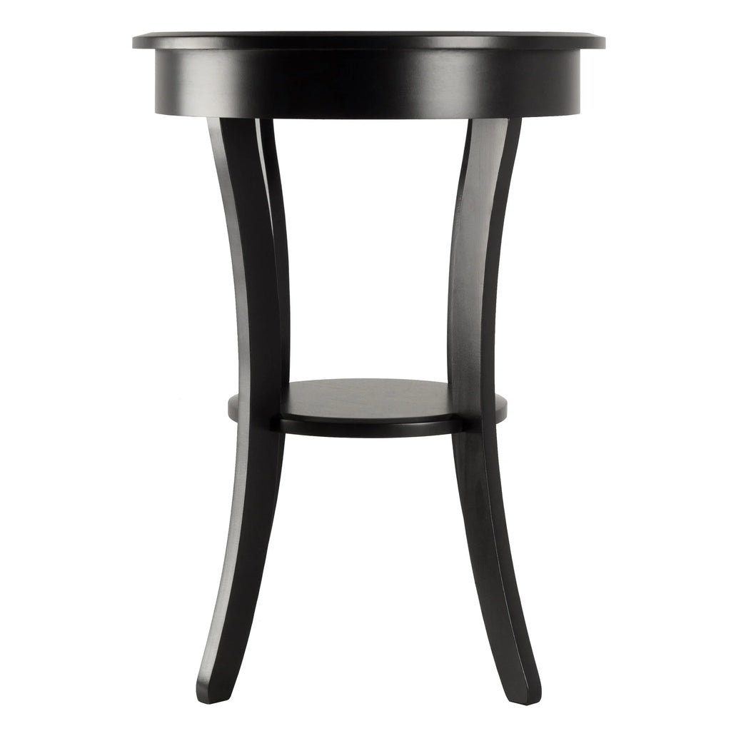 Black Round Wooden Accent Table with Drawer F888375