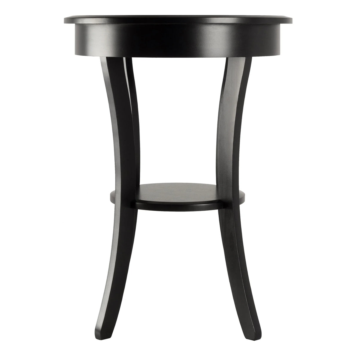 Black Round Wooden Accent Table with Drawer F888375