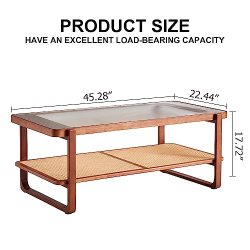 Rattan Coffee Table with Tempered Glass Top B4406