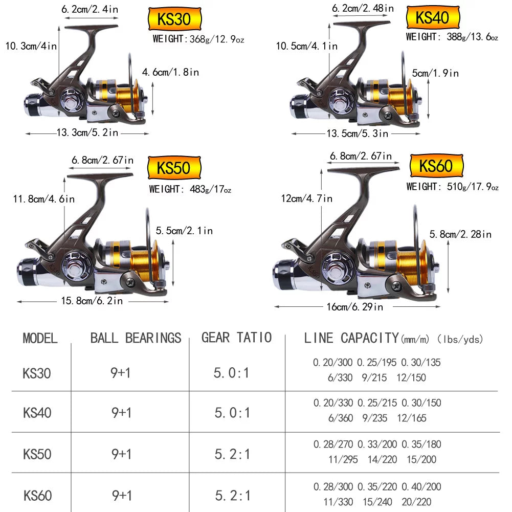 Carp Fishing Reel 9+1 Stainless Steel BB Bait Feeder Spinning Reel S87135