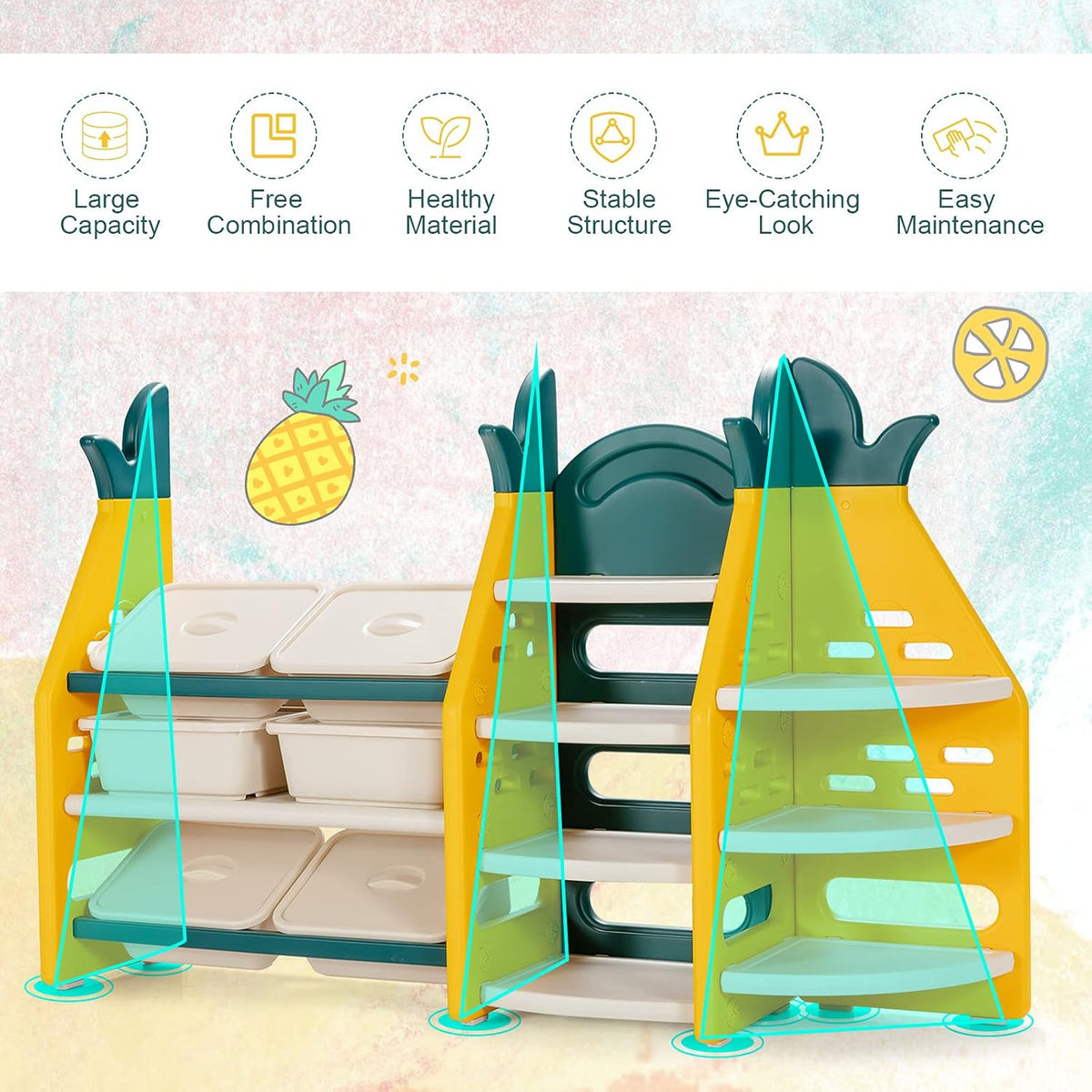 Kids Toy Storage Organizer with 6 Bins and 7 Shelves Q708