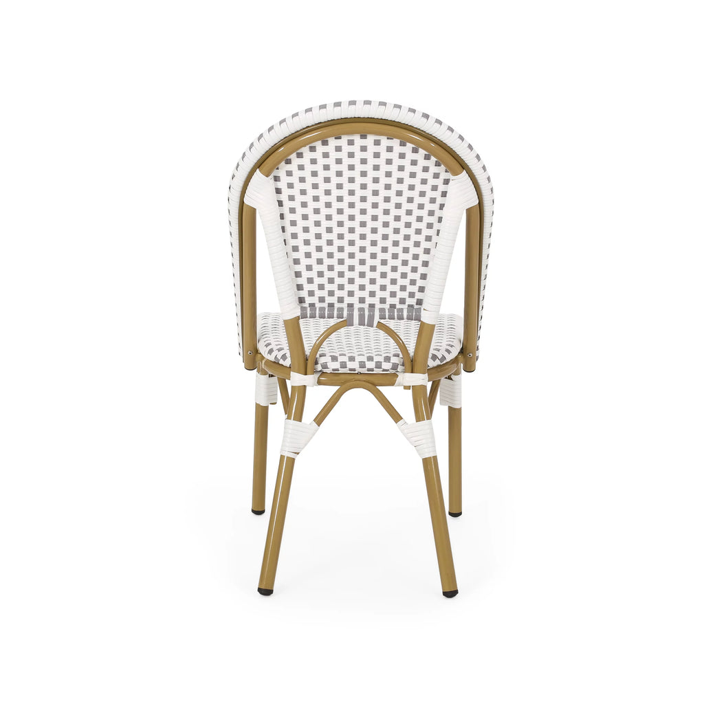Outdoor Bistro Chair Set of 4 Gray White Bamboo Finish M5219
