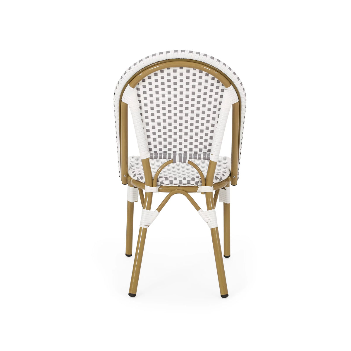 Outdoor Bistro Chair Set of 4 Gray White Bamboo Finish M5219