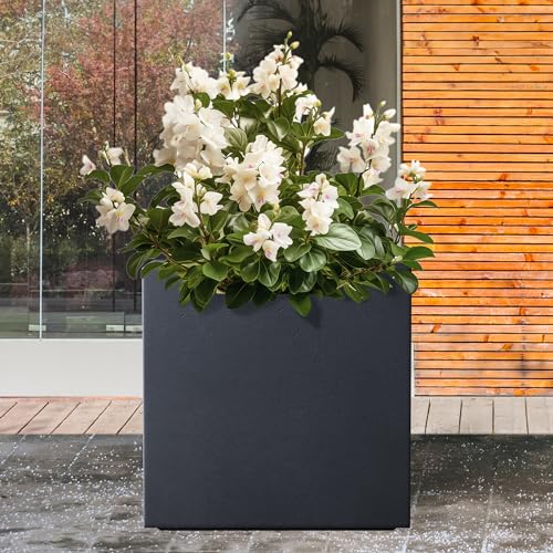 10 Inch Square Concrete Planter with Drainage Hole F768