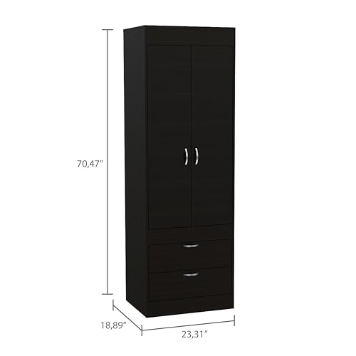 White 2 Door 1 Drawer Wood Armoire Wardrobe C3493
