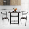 3-Piece Dining Table Set with 2 Chairs and Wine Rack V932