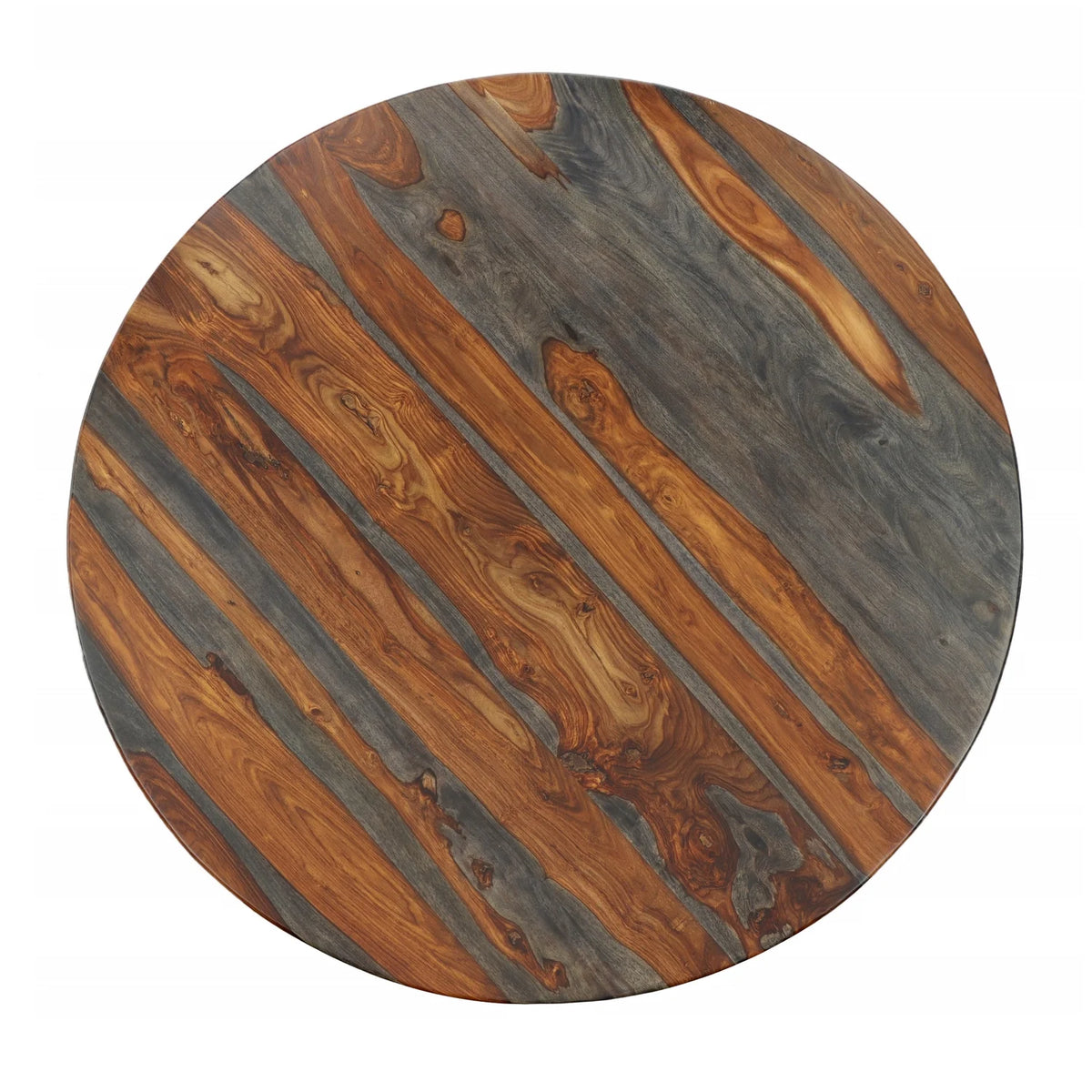 Solid Sheesham & Iron Round Dining Table X94707