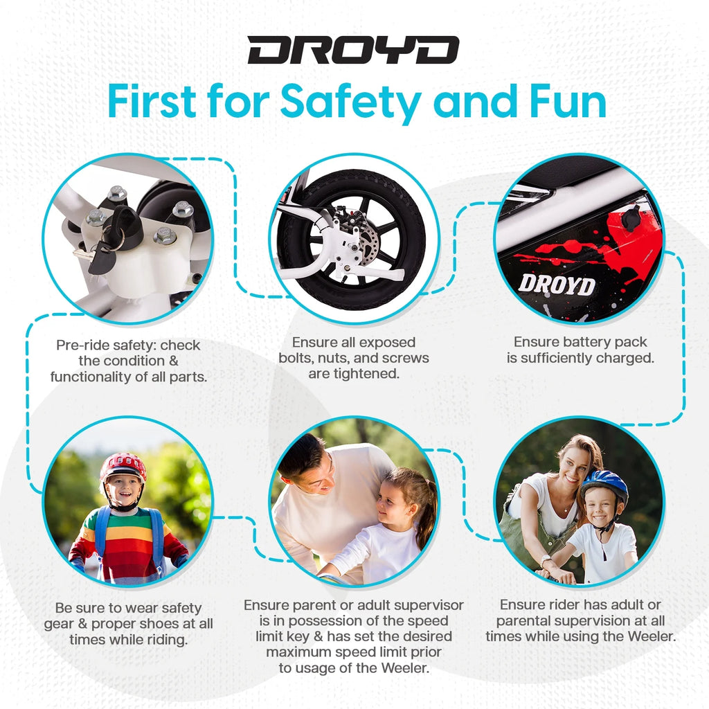 Electric Mini Bike for Kids, 200W, 6.2-10MPH, up to 8 Miles, White J3903