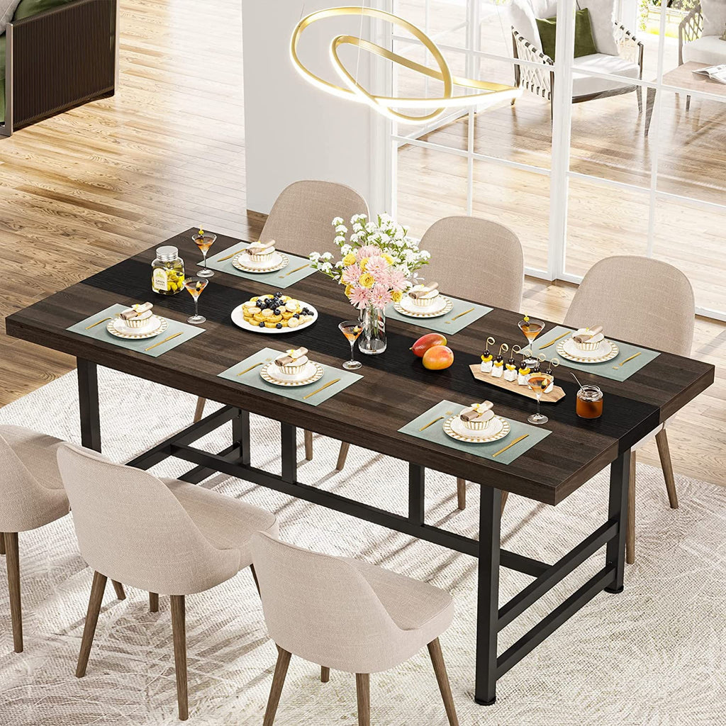 70 Inch Dark Grey Wood Dining Table I46922