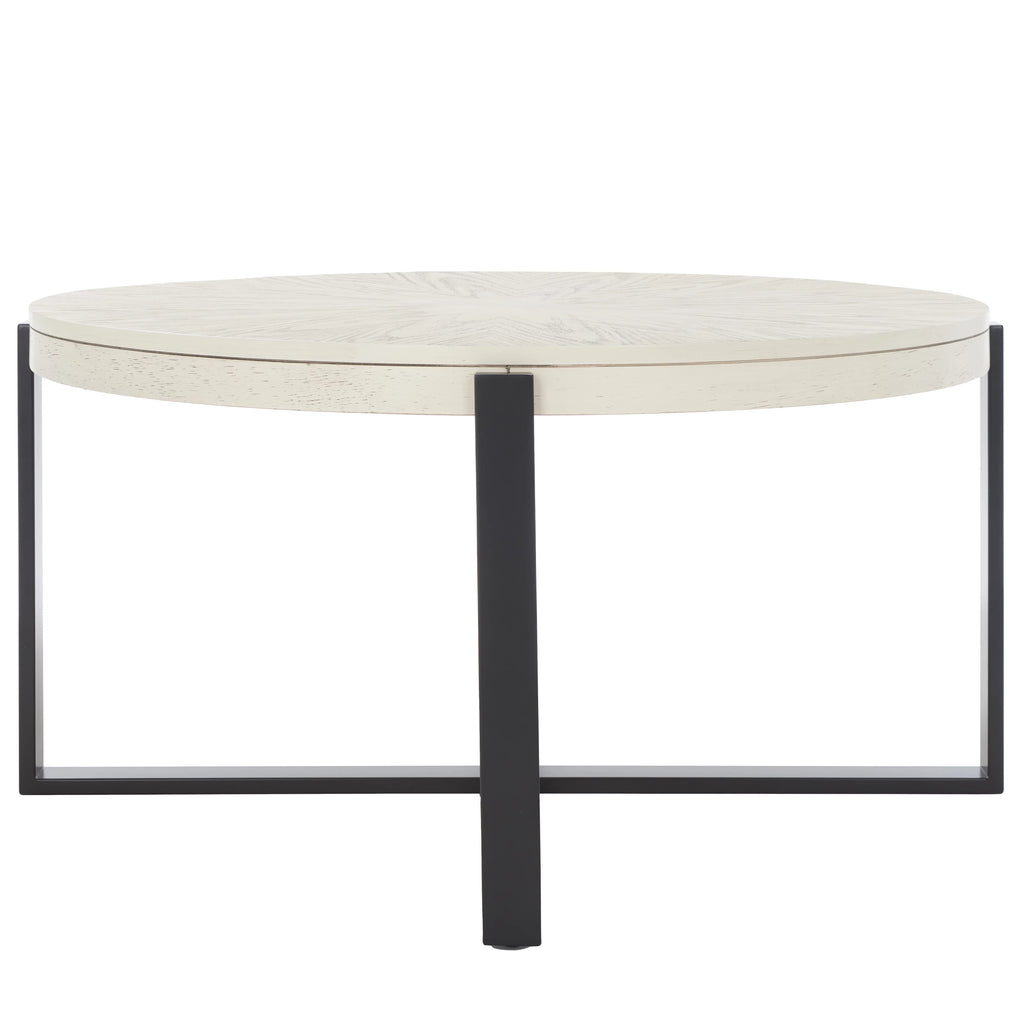 Round Coffee Table, White Wash Top/Black Legs P351