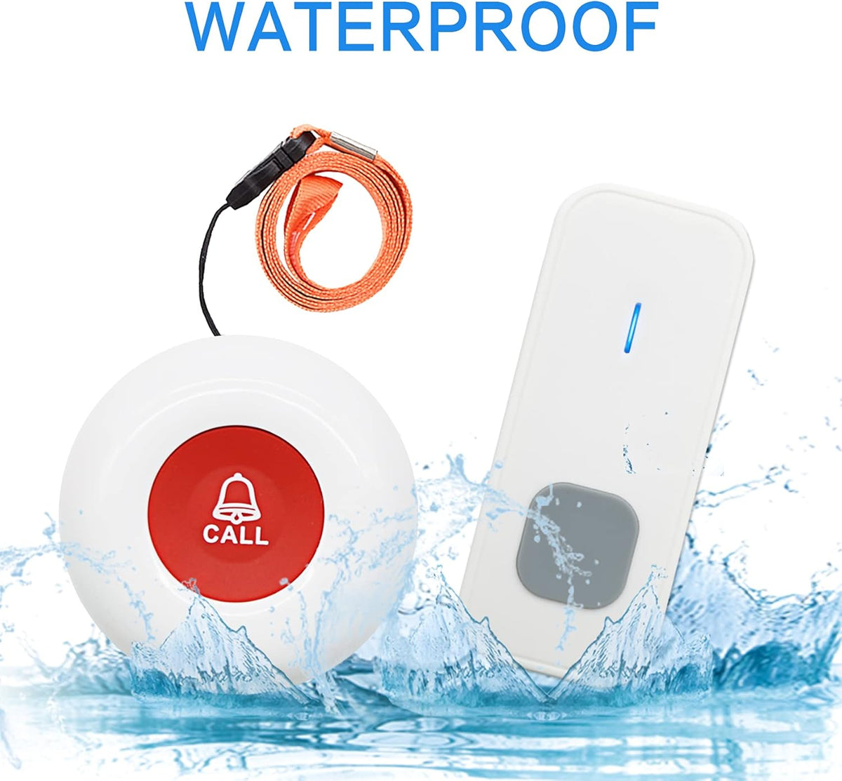 Elderly Call Button with 2 Receivers & 1 Waterproof Transmitters & 1 Doorbell T959230