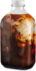 64-Oz Glass Milk Bottles with 3 White Caps, Dishwasher Safe K386737