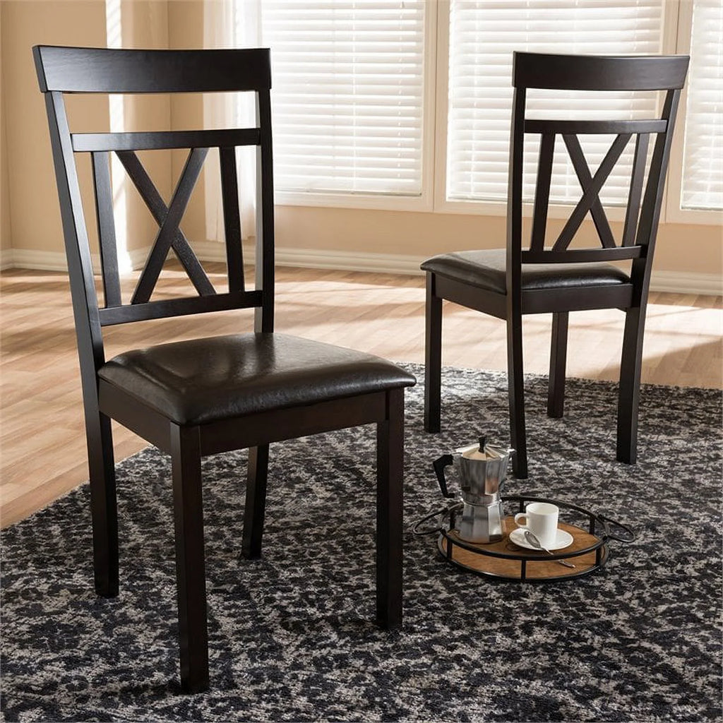 Dark Brown Faux Leather Dining Side Chair Set of 2 C84935