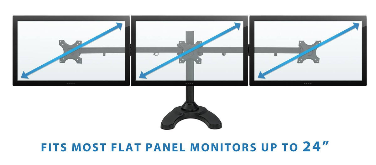 Triple Freestanding Height Adjustable Monitor Desk Mount, Black N9383