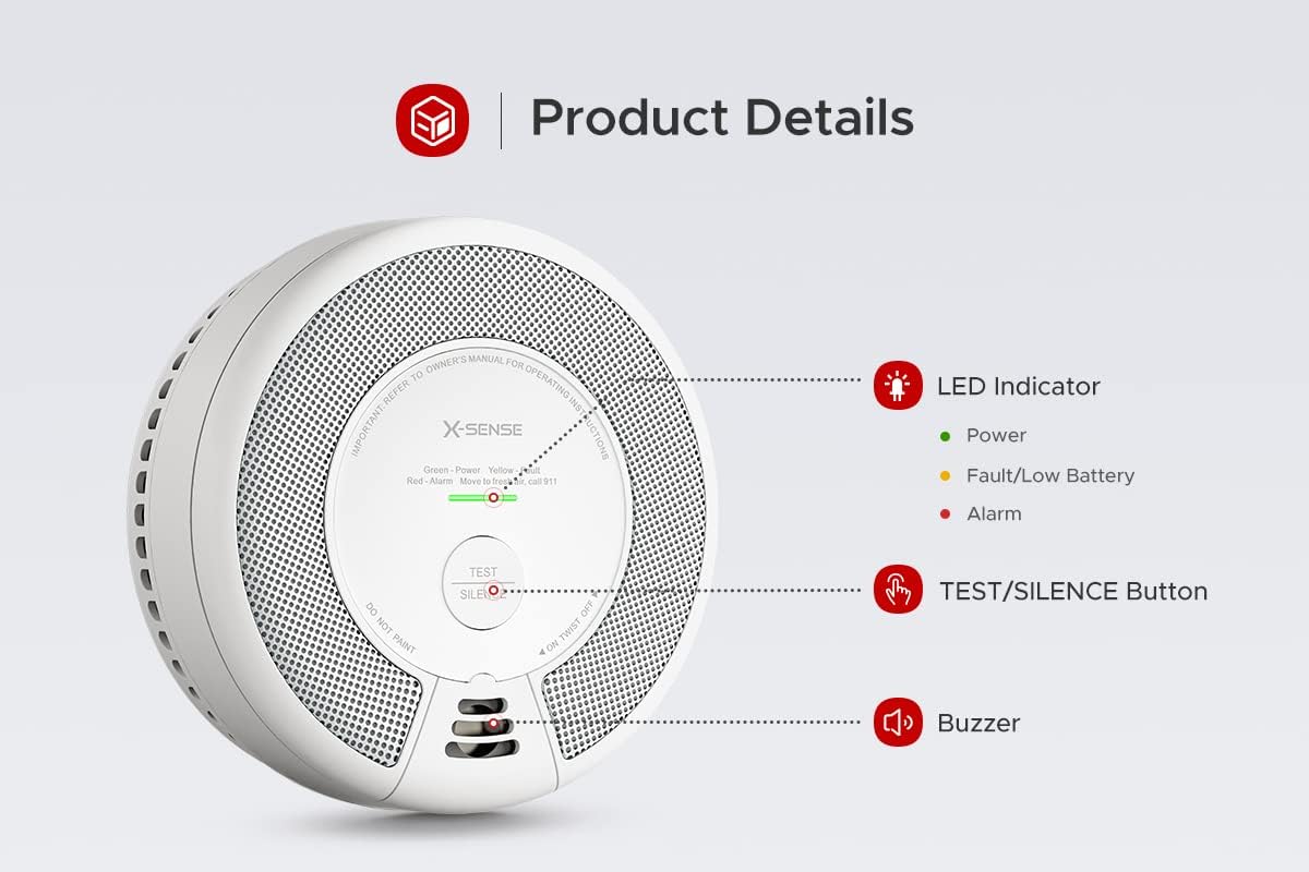 Wireless Interconnected Combination Smoke and Carbon Monoxide Detector, 10-Year Battery, Pack of 6 P83808