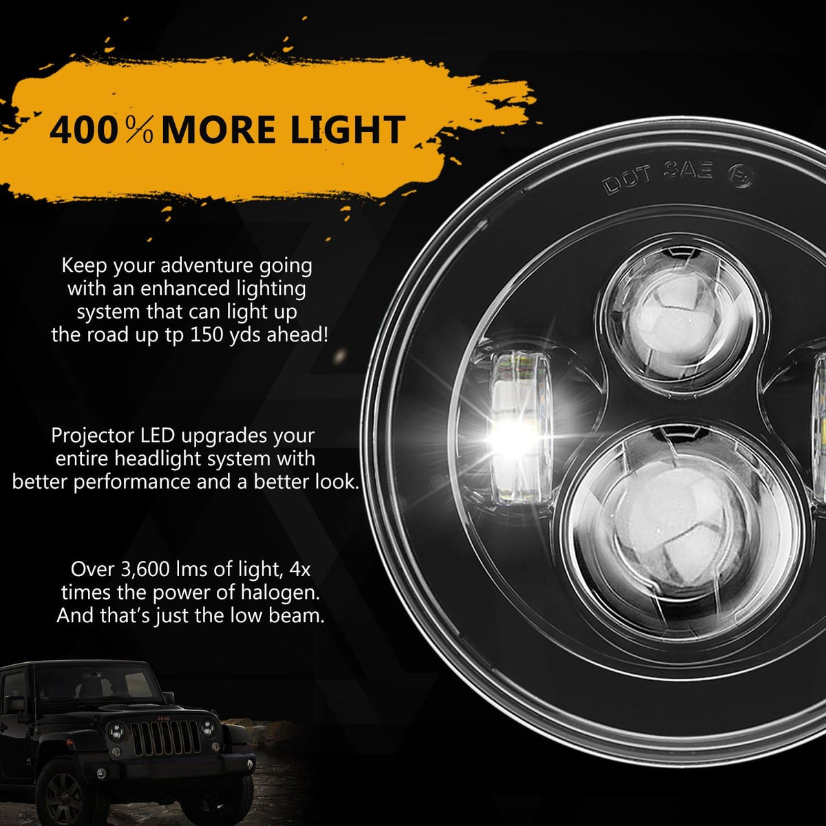 Round 7 inch LED Headlights + 4 inch LED Fog Lights H964152