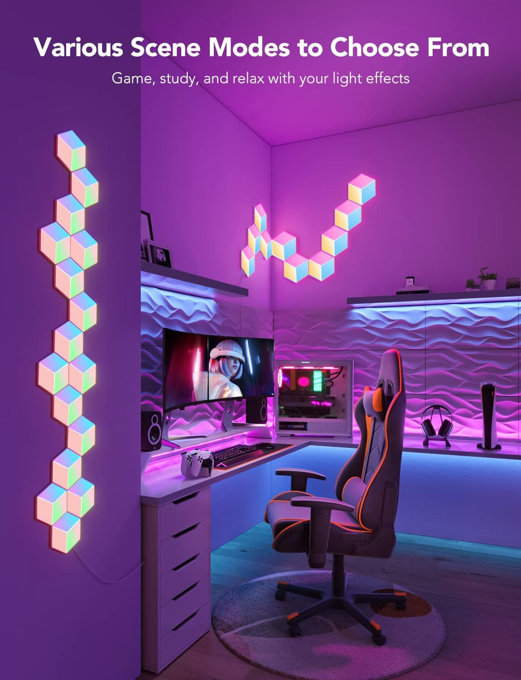 RGBIC 3D Hexagon Wall Lights, 10 Pack U573