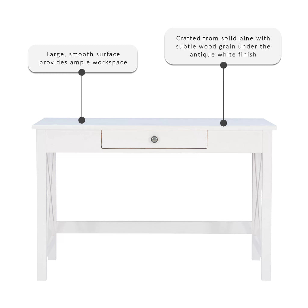 Antique White Single Drawer Writing Desk G708119