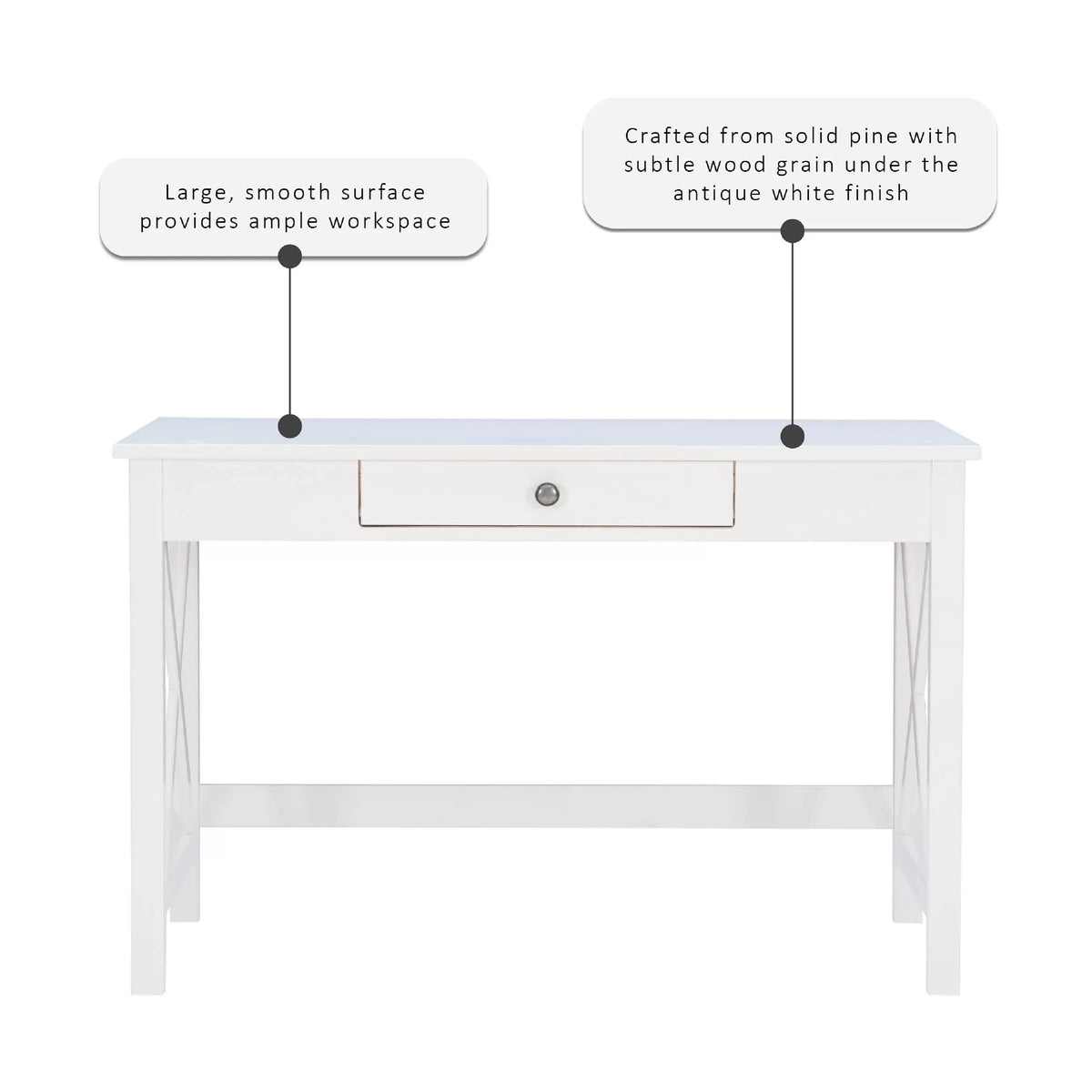 Antique White Single Drawer Writing Desk G708119