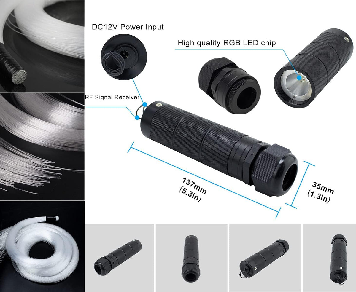 Car Use Bluetooth LED Fiber Optic Lights Star Ceiling Light Kit 430pcs 9.8ft Fiber Cable P54495