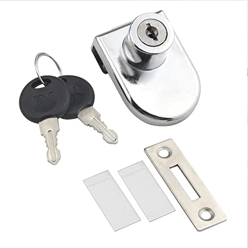 4Pack Zinc Alloy Double Glass Door Display Lock Cabinet Lock with 2 Alike Keys for 4.5-8mm Glass Door B828455