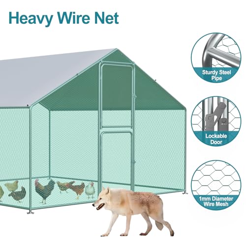 Large Chicken Coop for 30 Chickens with Waterproof UV Resistance Cover and Double Lockable Doors U96080