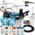 3 Airbrush Air Compressor Kit with 6 Colors Paint Set Y479