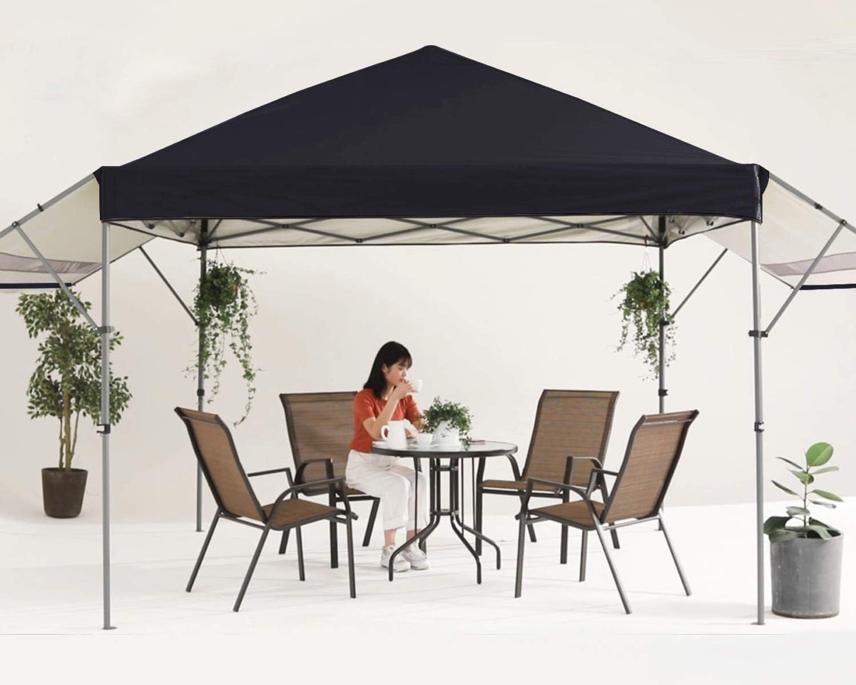 10x10 Pop-up Canopy Tent with Double Awnings Dark Gray Z689