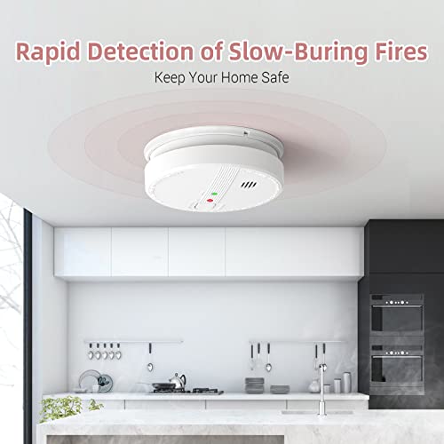 Hardwired Interconnected Photoelectric Smoke Detector with Replaceable 9V Battery T41173