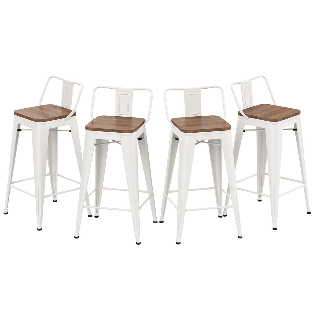 24 Metal Barstools Set of 4 Counter Height with Back K960