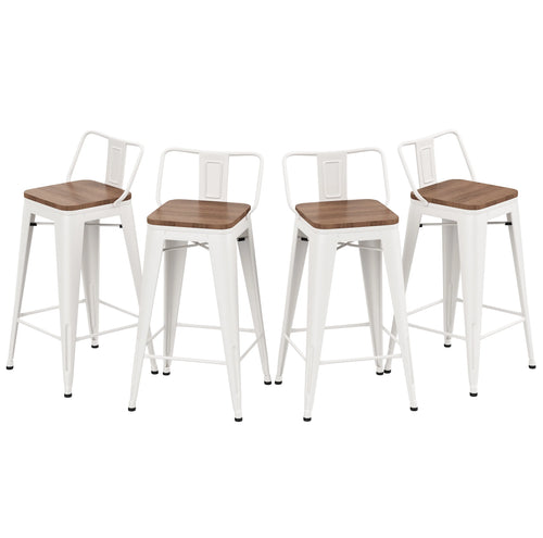 24 Metal Barstools Set of 4 Counter Height with Back K960